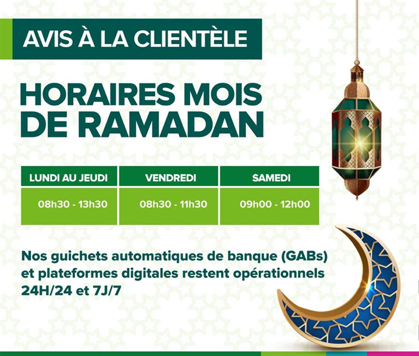 Horaires Mois de Ramadan BNDA